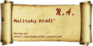 Malitsky Aldó névjegykártya